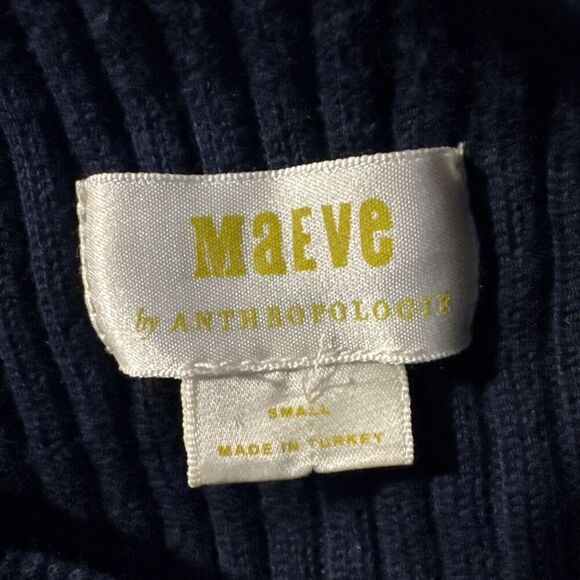 NWT Maeve Anthropologie Plaid Puff Sleeve Mini Rib Button Sweater Dress SMALL - Picture 2 of 9